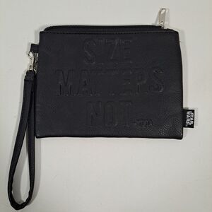 Torrid Zippered Makeup Black Bag 7" Size Matters Not Yoda Star Wars Wristlet